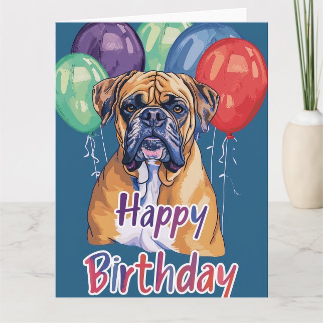 Tarjeta Cumpleaños de Bullmastiff (Anverso)