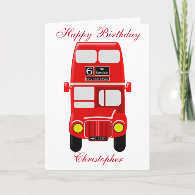 Tarjeta Cumpleaños de bus personalizado (Anverso)