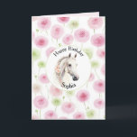 Tarjeta Cumpleaños de caballo con ranúnculo de menta rosa<br><div class="desc">Cumpleaños de caballo floral con ranúnculo de menta rosa bonito</div>