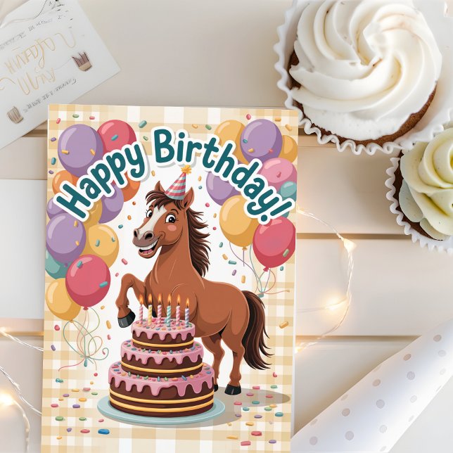 Tarjeta Cumpleaños de caballo de dibujos animados personal (Subido por el creador)