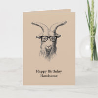 Cumpleaños de Cabra Hipster de Crema con Gafas
