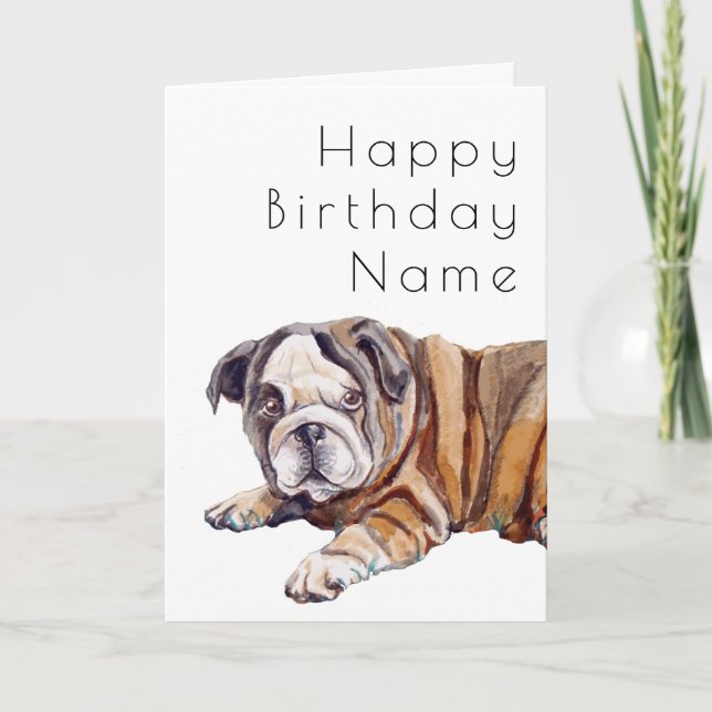 Tarjeta Cumpleaños de Cachorro de bulldog (Anverso)