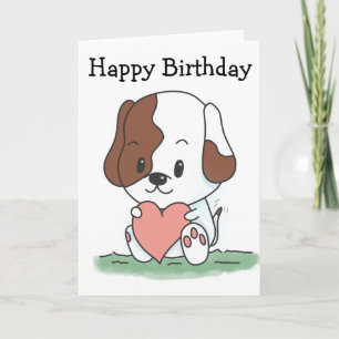 Tarjeta Cumpleaños de cachorro de dibujos animados con un