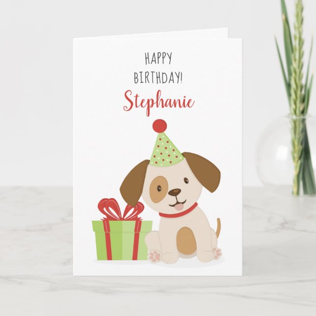 Tarjeta Cumpleaños de cachorro lindo (Anverso)