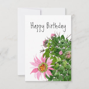 Tarjeta Cumpleaños de Cactus con Flores