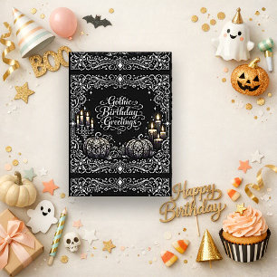 Tarjeta Cumpleaños de calabaza negra gótica elaborada con 