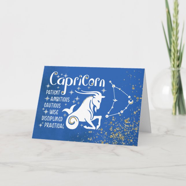 Tarjeta Cumpleaños De Capricornio Zodiaco Con Constelación (Anverso)