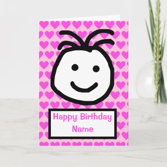 Tarjeta Cumpleaños de Cara Sonriente Adorable (Anverso)