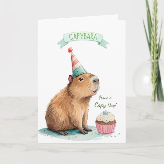 Tarjeta Cumpleaños de Carpincho Divertido Ten un Día de Ca (Anverso)