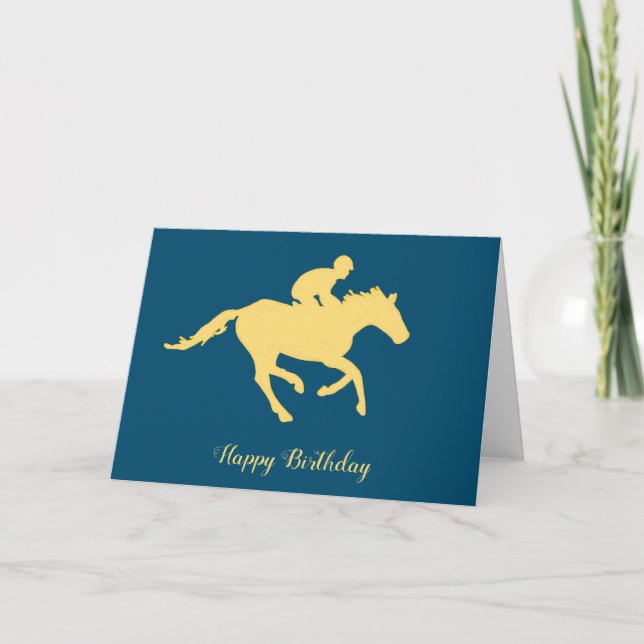 Tarjeta Cumpleaños de carreras de caballo y jinete (Anverso)