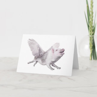 Tarjeta Cumpleaños de cerdo volador personalizado o cualqu
