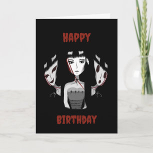 Tarjeta Cumpleaños de chica Emo dibujado a mano
