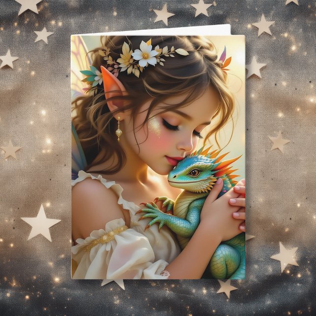 Tarjeta Cumpleaños de Chica Mística Hada y Dragón (Subido por el creador)