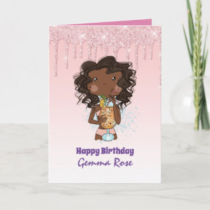 Tarjeta Cumpleaños de Chica Negra Bonita - Muchos Temas