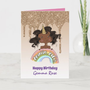 Tarjeta Cumpleaños de chica negra muy femenina - Muchos te