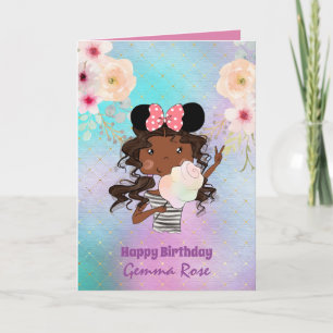 Tarjeta Cumpleaños de chica negra muy femenina - Muchos te