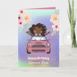 Tarjeta Cumpleaños de chica negra muy femenina - Muchos te
