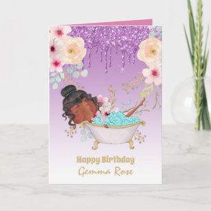 Tarjeta Cumpleaños de chica negra muy femenina - Muchos te