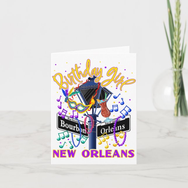 Tarjeta Cumpleaños de chicas de Nueva Orleans French Quart (Anverso)