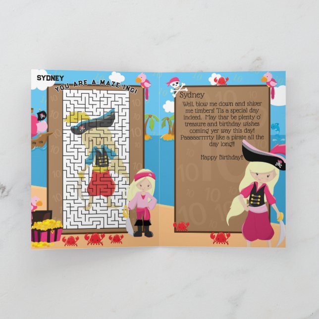 Tarjeta Cumpleaños de Chicas Piratas Rubias Sois un Laberi (Interior)