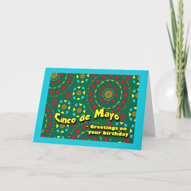 Tarjeta Cumpleaños de Cinco de Mayo, modelo de mosaico (Anverso)