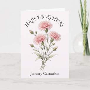 Tarjeta Cumpleaños de clavel de enero