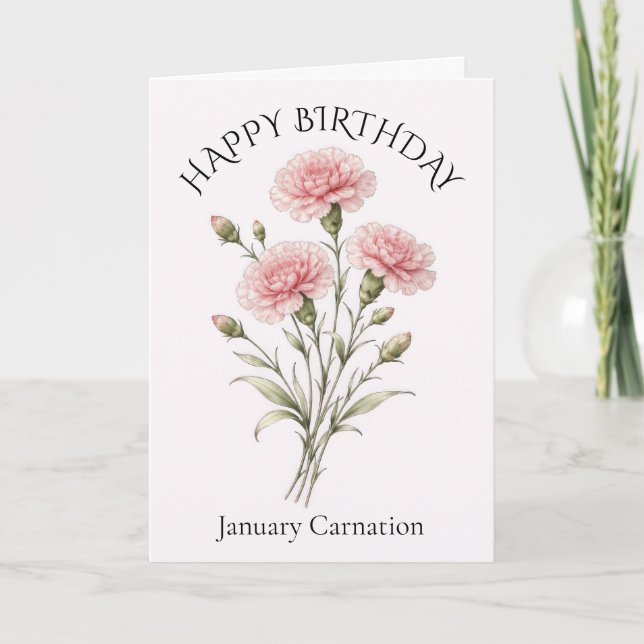 Tarjeta Cumpleaños de clavel de enero (Anverso)