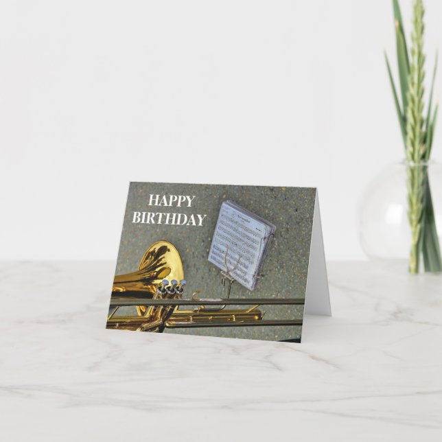 Tarjeta Cumpleaños de cobre amarillo del instrumento (Anverso)