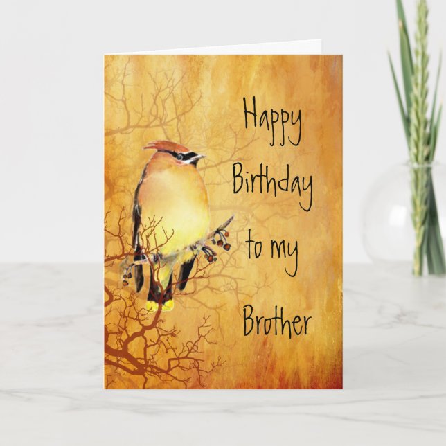 Tarjeta Cumpleaños de cobre caliente de Brother del pájaro (Anverso)