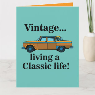 Tarjeta Cumpleaños de Coche Clásico Vintage