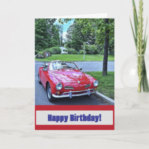 Tarjeta Cumpleaños de Coche Rojo Vintage