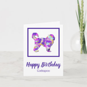 Tarjeta Cumpleaños de Cockapoo Dog Silhouette Cute PurpleP