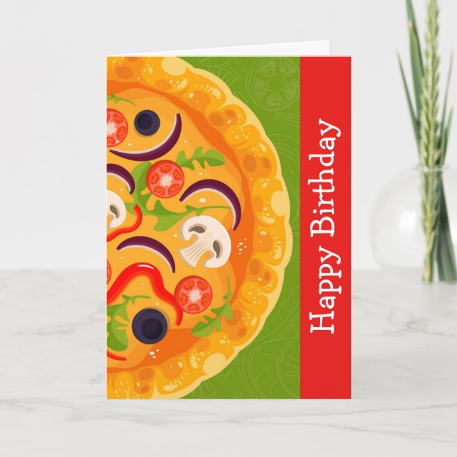 Tarjeta Cumpleaños de comida colorida amante de pizza lind (Anverso)