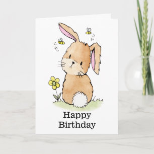 Tarjeta Cumpleaños de conejo y abejas