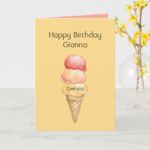 Tarjeta Cumpleaños de Cono de Helado de Gelato Rojo Amaril