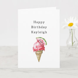 Tarjeta Cumpleaños de Cono de Helado de Sandía
