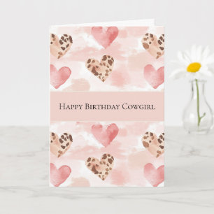 Tarjeta Cumpleaños de Corazones de Vaquera Crema Rosa Occi