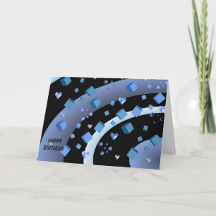 Tarjeta Cumpleaños de corazones flotantes y cubos