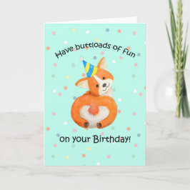 Tarjeta Cumpleaños de Corgi, trasero de corgi de Cute, bot