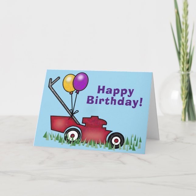 Tarjeta Cumpleaños de Cortadora de Césped (Anverso)