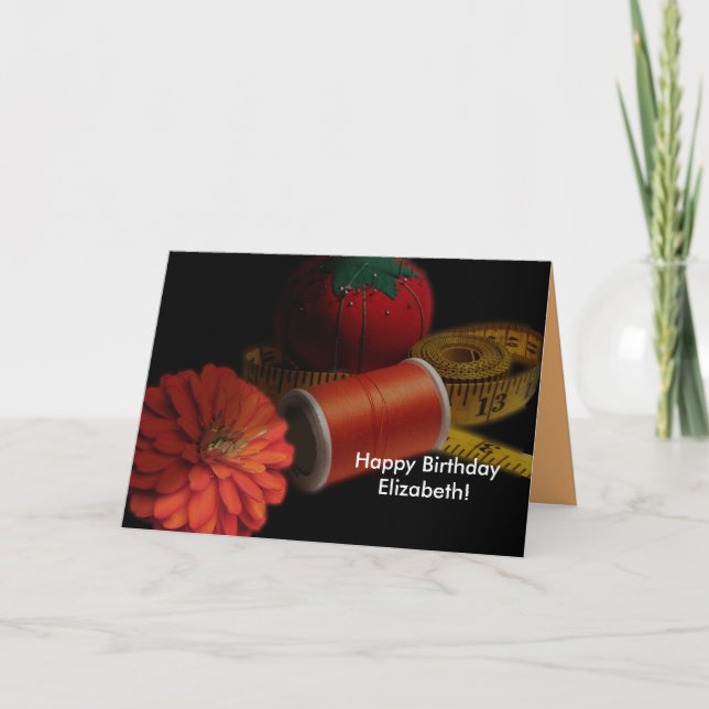 Tarjeta Cumpleaños de costura de las fuentes (Anverso)