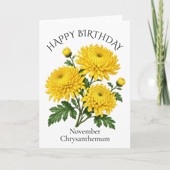 Tarjeta Cumpleaños de Crisantemo de Noviembre (Anverso)