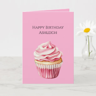 Tarjeta Cumpleaños de Cupcake Rosa