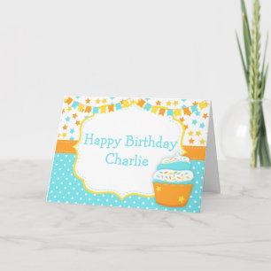 Tarjeta Cumpleaños de Cupcake y Purpurina