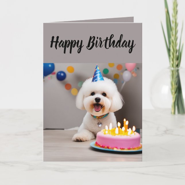 Tarjeta Cumpleaños de Cute Bichon (Anverso)