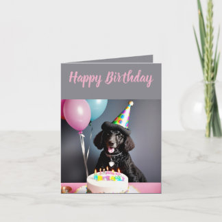 Tarjeta Cumpleaños de Cute Black Poodle