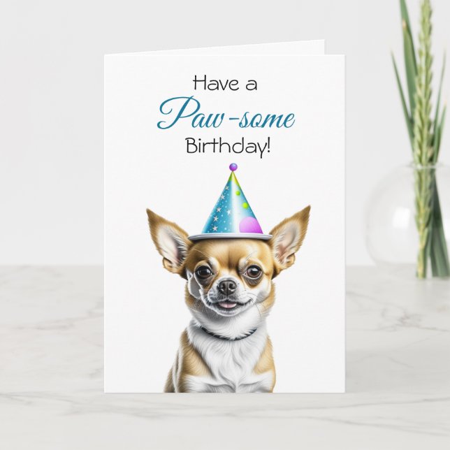 Tarjeta Cumpleaños de Cute Chihuahua Puns (Anverso)