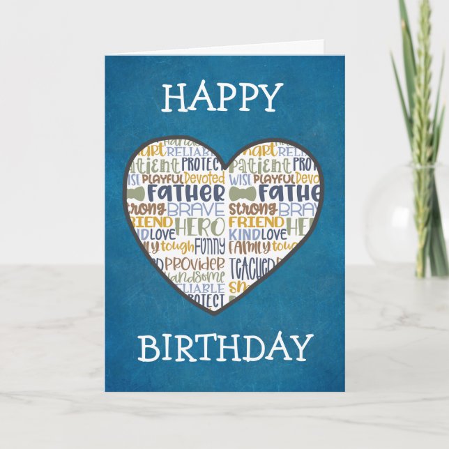 Tarjeta Cumpleaños de Cute Heart Dad (Anverso)