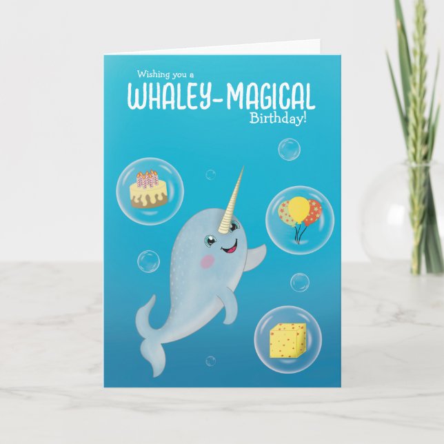 Tarjeta Cumpleaños de Cute Narwhal (Anverso)