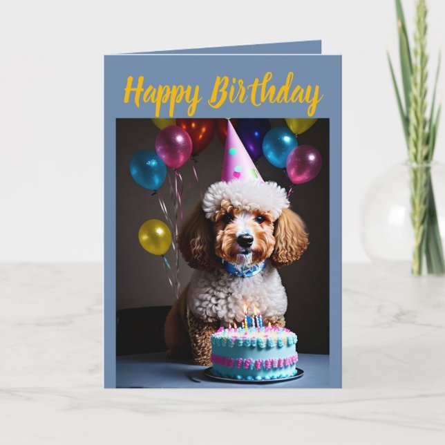 Tarjeta Cumpleaños de Cute Poodle (Anverso)